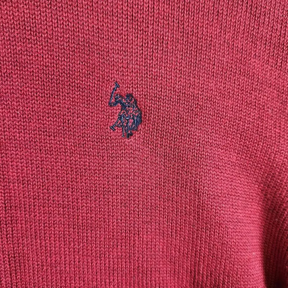 US Polo Assn Quarter Zip Red Sweater Mens Size 2XL Cotton‎ Blend